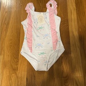 The Beaufort Bonnet Company Pink and White Kids Swim One Piece